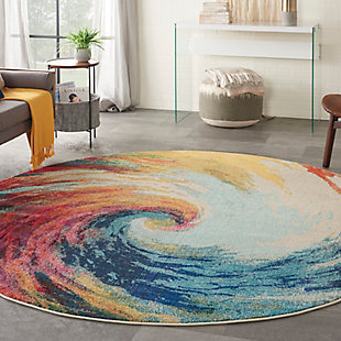 Nourison Celestial 7'10" X Round Wave Abstract Rug, Wave, rollover