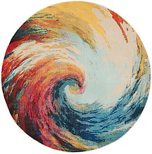 Nourison Celestial 7'10" X Round Wave Abstract Rug, Wave, large