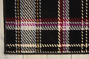 A perfect plaid design is especially eye-catching when presented in sensational shades of olive green, cream, black, blue, and red. Expertly power-loomed from fabulously textured polypropylene, this entrancing grafix area rug from nourison will artfully accentuate any room.Serged edges | Easy-care fibers | Cut pile | Machine made | Power-loomed | Low shedding | Recommended for areas with moderate foot traffic | Indoor only | 100% polypropylene | Imported