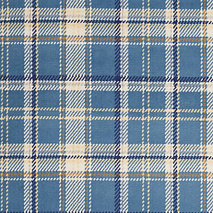 Intriguing optic patterns of the grafix collection add artistic flair to any room. This detailed plaid pattern area rug is designed for a contemporary feel in soft but eye-catching shades of blue and beige.Serged edges | Easy-care fibers | Cut pile | Machine made | Power-loomed | Low shedding | Recommended for areas with moderate foot traffic | Indoor only | 100% polypropylene | Imported