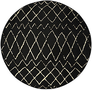 Nourison Grafix 5'3" X Round All-over Design Rug, Black, large