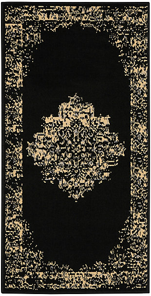 Nourison Grafix 2' X 4' Center Medallion Rug, Black, large