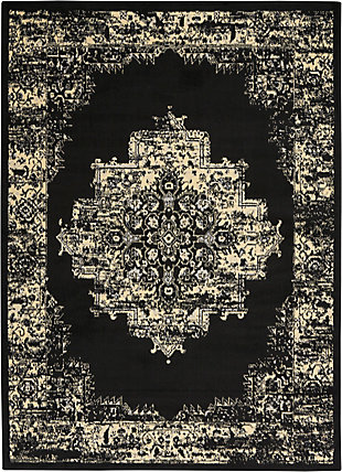 Nourison Grafix 5'3" x 7'3" Center Medallion Rug, Black, large
