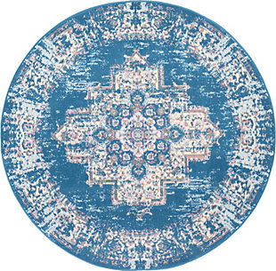 Nourison Grafix 5'3" X Round Center Medallion Rug, Blue, large