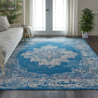 Nourison Nourison Grafix 7' x 10' Blue Vintage Indoor Rug, Blue, large