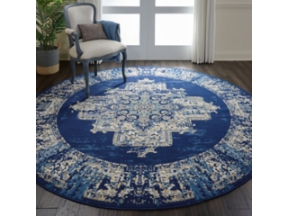 Nourison Nourison Grafix 8' x ROUND Navy Blue Vintage Indoor Rug