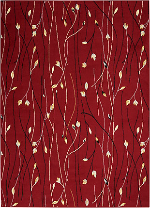 Nourison Grafix 6' x 9' Botanical Rug, Red, large