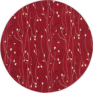 Nourison Grafix 4' X Round Botanical Rug, Red, large