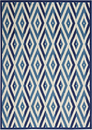 Nourison Grafix 5'3" X 7'3" All-over Design Rug, White/Blue, large
