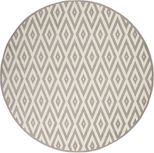Nourison Grafix 5'3" X Round Rug, White/Gray, large