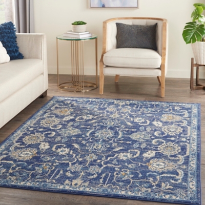 Nourison Grafix 6' X 9' All-over Design Rug, Navy, rollover