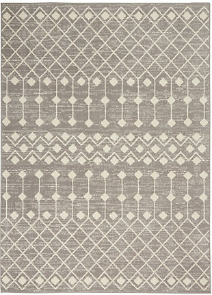 Nourison Nourison Grafix 6' x 9' Grey Bohemian Indoor Rug, Gray, large