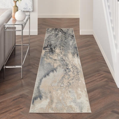 Nourison Maxell 2'2" X 12' Abstract Rug, Gray, large