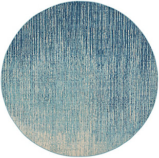 Nourison Passion 5'3" X Round Abstract Rug, Navy/Light Blue, large