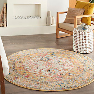 Nourison Passion 4' X Round Center Medallion Rug, Ivory/Yellow, rollover