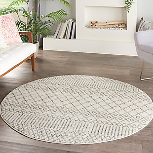 Nourison Passion 8' X Round Geometric Rug, Ivory/Gray, rollover