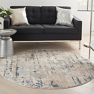 Nourison Quarry 7'10" X Round Abstract Rug, Beige/Gray, rollover