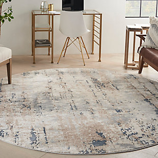 Nourison Quarry 7'10" X Round Abstract Rug, Beige/Gray, rollover