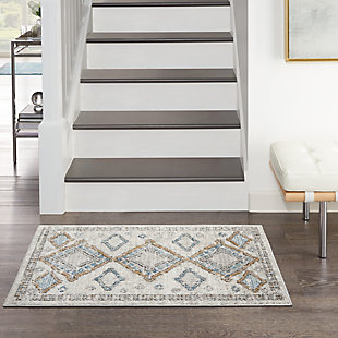 Nourison Quarry 2'2" X 3'9" Bordered Rug, Ivory/Gray/Blue, rollover