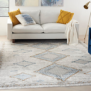 Nourison Quarry 7'10" X 9'10" Bordered Rug, Ivory/Gray/Blue, rollover