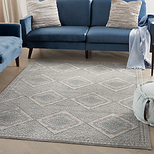 Nourison Quarry 3'9" X 5'9" Bordered Rug, Gray/Ivory/Blue, rollover