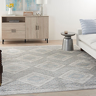 Nourison Quarry 6'7" x 9'6" Bordered Rug, Gray/Ivory/Blue, rollover