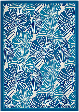 Waverly Sun N' Shade 4'3" x 6'3" Botanical Outdoor Rug, Blue, large