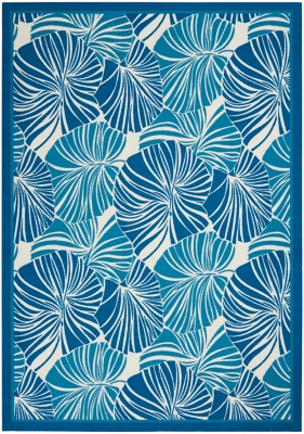 Waverly Sun N' Shade 5'3" x 7'5" Botanical Outdoor Rug, Blue, large