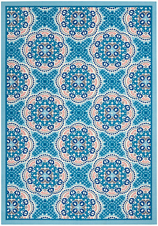 Waverly Sun N' Shade 5'3" x 7'5" All-over Design Outdoor Rug, Blue, large