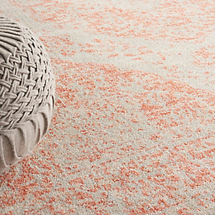 Invite elegance, beauty and harmony into your home with this delicately toned area rug from our tranquil collection. Its traditional persian floral center medallion and ornamental border is made modern through softly faded pink and ivory tones with an abrash finish. Power-loomed of highly durable, easy-clean polypropylene fibers.Easy-care fibers | Excellent value | Cut pile | Machine made | Power-loomed | Low shedding | Recommended for areas with moderate foot traffic | Indoor only | 100% polypropylene | Imported