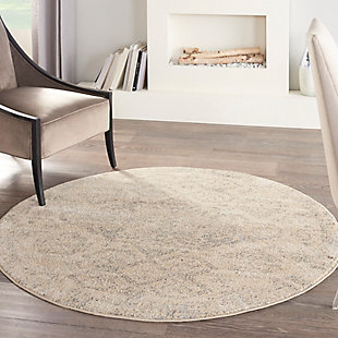 Nourison Tranquil 7'10" X Round All-over Design Rug, Beige/Gray, rollover