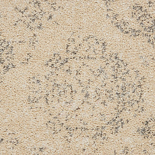 Enter a world of sublime harmony with the beauty of this tranquil collection area rug. Its transitional persian rug design is elegantly modulated with a vintage abrash finish for a soft, harmonious look. The lush, power-loomed cut pile, in a warm neutral colorway of beige and grey, is easy to clean for the modern lifestyle.Easy-care fibers | Cut pile | Machine made | Power-loomed | Low shedding | Recommended for areas with moderate foot traffic | Indoor only | 100% polypropylene | Imported
