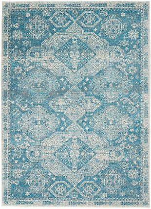 Nourison Tranquil 4' X 6' All-over Design Rug, Light Blue/Ivory, large