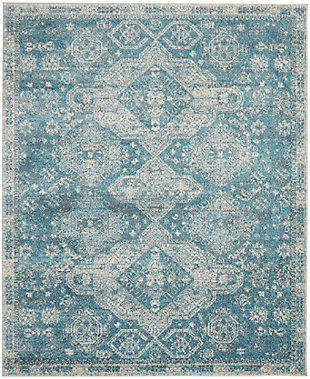 Nourison Tranquil 8' X 10' All-over Design Rug, Light Blue/Ivory, large