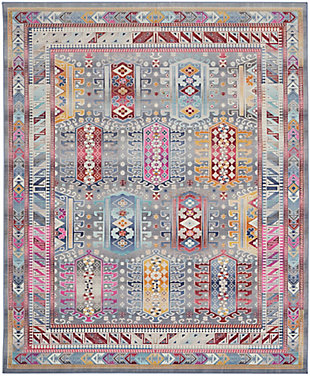 Nourison Vintage Kashan 7'10" X 9'10" Bordered Rug, Gray/Multi, large