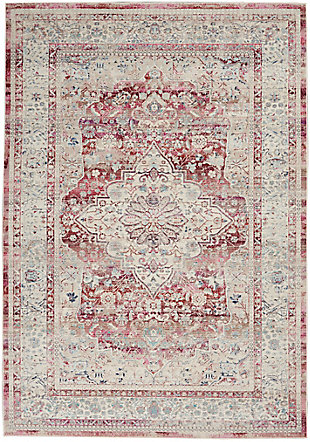 Nourison Vintage Kashan 5'3" X 7'10" Bordered Rug, Red/Ivory, large