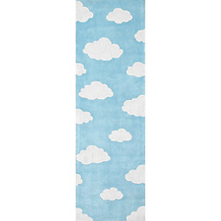 nuLOOM Cloudy Sachiko 2' 6" x 8' Runner, Sky Blue, large