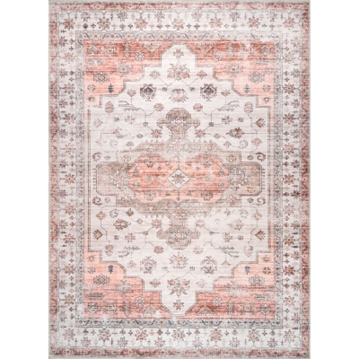 nuLOOM Banks Machine Washable Faded Vintage 5' x 8' Rug, Beige, large