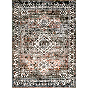 nuLOOM Bowie Machine Washable Tribal Pattern 2' 6" x 8' Runner, Rust, large