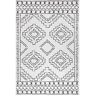 nuLOOM Noa Machine Tribal Moroccan Washable 7' x 9' Rug, White, large