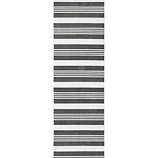 nuLOOM Lena Machine Washable Striped 2' 6" x 8' Runner, Gray, large