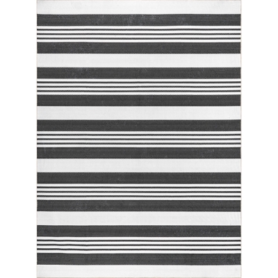 nuLOOM Lena Machine Washable Striped 5' x 8' Rug, Gray, large