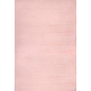 nuLOOM Layne Soft Silky Faux Rabbit Fur 5' x 8' Rug, Pink, large