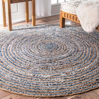 nuLOOM Hand Braided Eliz Jute Blue 5 ft. x 8 ft. Indoor Area Rug