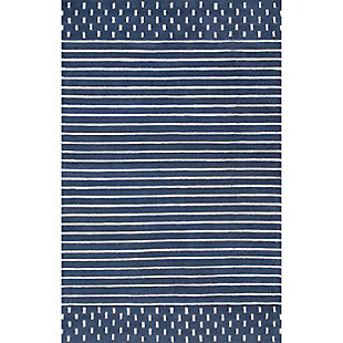 nuLOOM Hand Loomed Marlowe Stripes 5' x 7' Rug, Navy, large