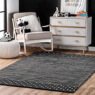 nuLOOM Hand Loomed Marlowe Stripes 6' x 9' Rug, Charcoal, rollover