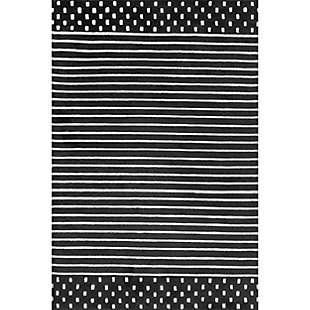 nuLOOM Hand Loomed Marlowe Stripes 6' x 9' Rug, Charcoal, large