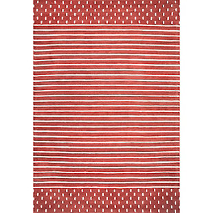 nuLOOM Hand Loomed Marlowe Stripes 4' x 6' Rug, Rust, large