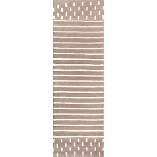 nuLOOM Hand Loomed Marlowe Stripes 2' x 6' Runner, Beige, large