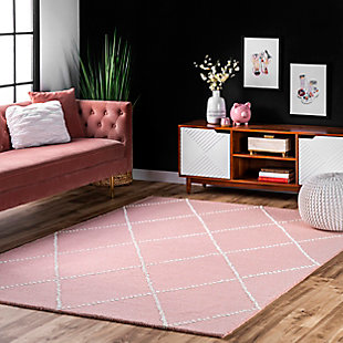 nuLOOM Hand Tufted Elvia 5' x 7' Rug, Baby Pink, rollover
